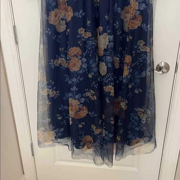 Baltic Born Layla Tulle Maxi Dress Blue + Golden Floral 2XL Long Sleeve New - Picture 6 of 9